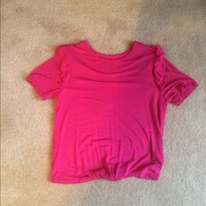 Pink tee with ruffles